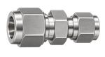 DUR stainless steel compression fitting — representative colored series image; dimensions vary by model.