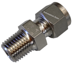 MDCT stainless steel male connector - representative product photo; dimensions and thread details vary by model.