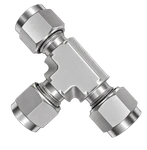DTA stainless steel compression fitting — representative colored series image; dimensions vary by model.