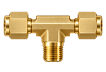 DTN brass compression fitting — representative colored series image; dimensions vary by model.