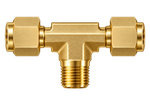 DTN brass compression fitting — representative colored series image; dimensions vary by model.