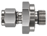 DCM stainless steel compression fitting — representative colored series image; dimensions vary by model.