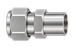 DCW stainless steel compression fitting — representative colored series image; dimensions vary by model.