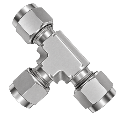 DTA stainless steel compression fitting — representative colored series image; dimensions vary by model.