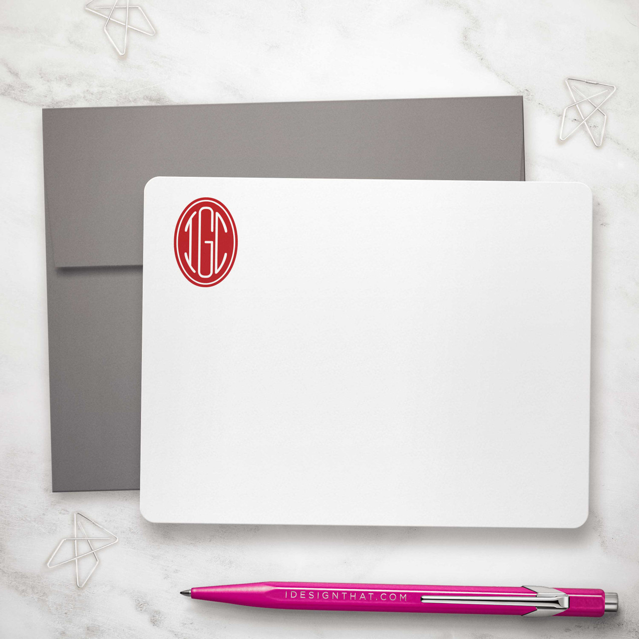 Circle Monogram Flat Notecards
