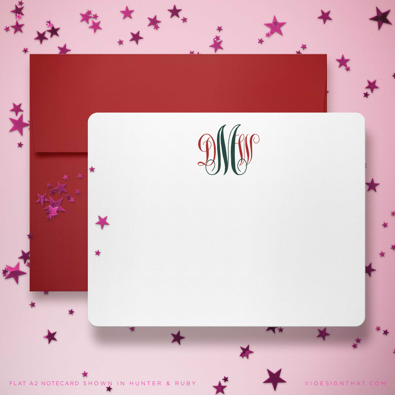 Personalized Stationery Set for Women Pretty Flat Note Cards