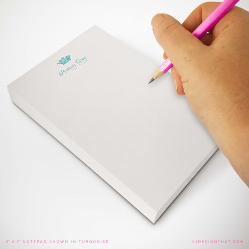 Royal Crown personalized rectangular notepad showing a crown motif and custom name.