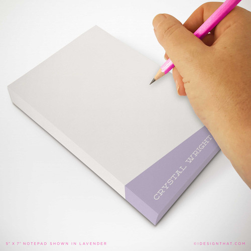 Slanted Slab personalized rectangular notepad showing distinctive slab lettering.
