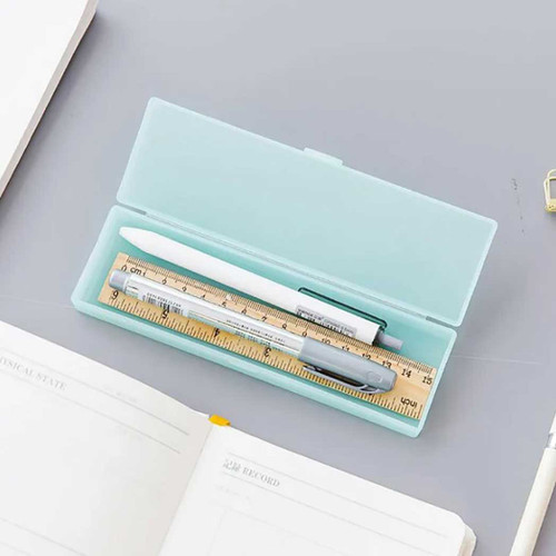 Frosted plastic pencil box for stationery storage