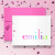 Colorful folded note card for kids with rainbow name, surrounded by confetti—perfect for birthday thank-you notes or party gifts
