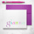 Personalized folded note card with violet envelope, custom stationery gift for girls or kids