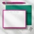 Modern Border personalized flat notecard with a pink border, three-part name, and coordinating green envelope.