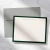 Personalized flat notecard demonstrating a full name with suffix, dark green border, and coordinating gray envelope.