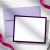 Custom Modern Border flat note card with a plum border, centered three-part name, and lavender envelope.