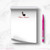 Modern notepad flipped open with sleek high heel art and red cursive name—personalized stationery with flair.