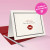 “A little note from” lipstick kiss folded notecard shown standing, elegant feminine stationery for thank-you notes