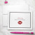 Personalized lipstick kiss folded notecard with “a little note from” name and Snow envelope, romantic stationery gift for her