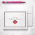 Romantic Kiss personalized folded notecard with Ivory envelope, lipstick kiss design for feminine thank-you stationery