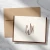 Brown-bordered personalized folded notecard with brown monogram and kraft envelope
