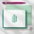 Teal-bordered personalized folded notecard with teal monogram, matching envelope, and pink pen