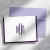 Purple-bordered personalized folded notecard with purple monogram and lavender envelope