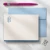 Blue-bordered personalized flat notecard with blue monogram and coordinating blue envelope