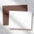 Pink-bordered personalized flat notecard with pink monogram and brown envelope