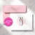Traditional Script personalized folded notecard with coordinating pink envelope showing optional printed return addressing on the back flap.