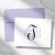Traditional Script folded note card personalized with a deep purple and lavender monogram and coordinating lavender A2 envelope.