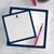 Teddy Bear square notepads with a navy decorative border and small bear silhouette.