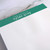 8 x 8 inch personalized notepad with green halftone header and typewriter font personalization