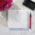 Personalized writing square notepad — elegant family monogram stationery.