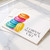 Personalized folded notecards with macaron artwork, A2 envelopes, and space for handwritten notes