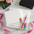 Custom macaron square notepad with colorful French macaron artwork and smooth stationery paper