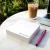 Personalized square notepad examples showing several ink color choices