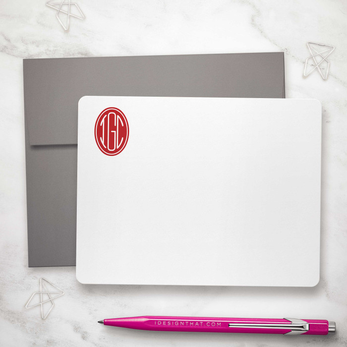 Personalized monogrammed stationery set with custom envelopes