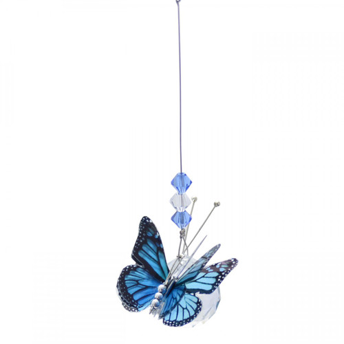 Small Lead Crystal Ball Butterfly - Blue