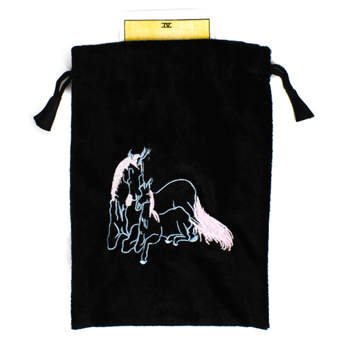 Black Velvet Tarot / Oracle Card Bag - Unicorn