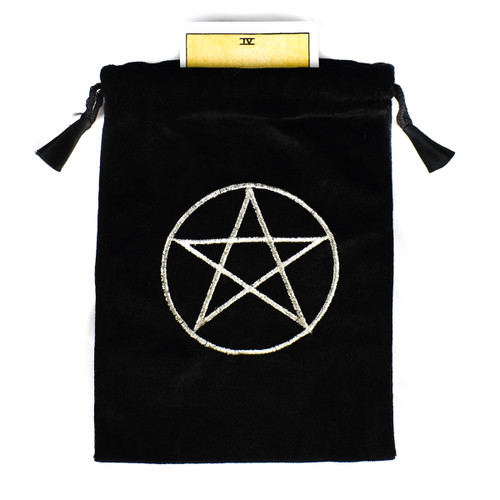 Black Velvet Tarot/Angel Card Bag - Pentacle Symbol