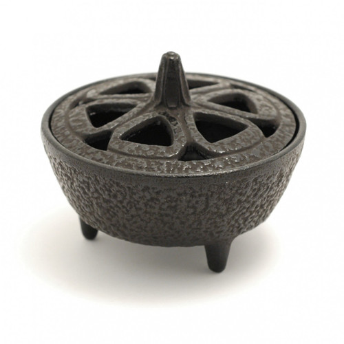 Incense Holder Cast Iron Black Flower Petal