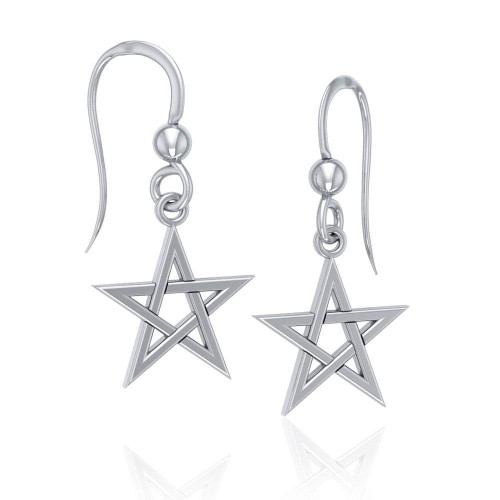 Small Pentagram Pentacle Earrings (Sterling Silver)