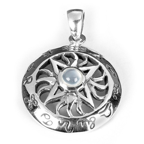 Twelve Signs of the Zodiac Pendant with Moonstone (Sterling Silver)