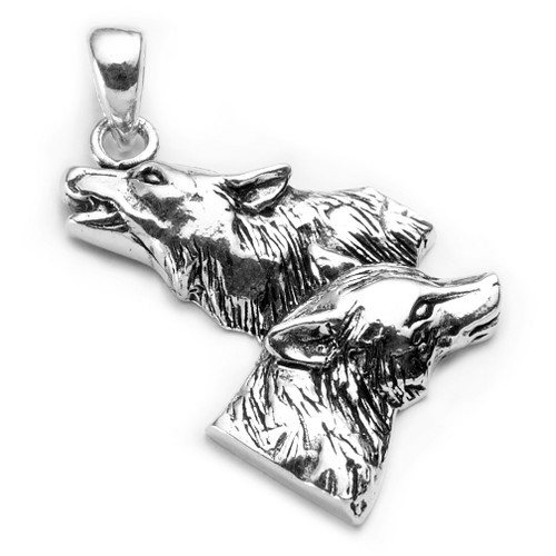 Wolf Pair Pendant (Sterling Silver)