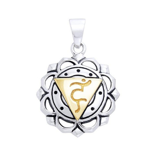 Throat Chakra Pendant (Confidence) - Sterling Silver & Gold