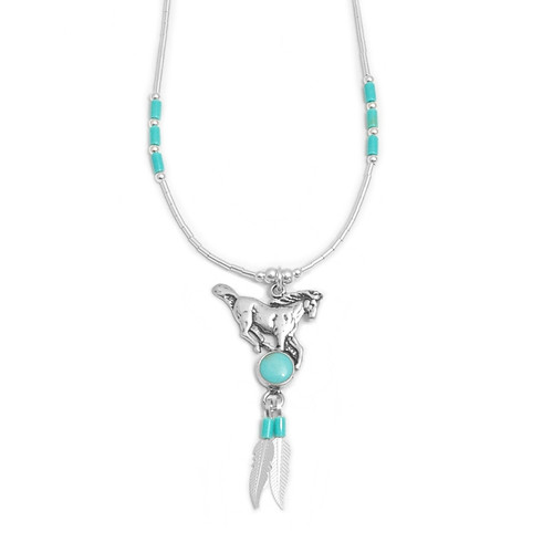 Horse Necklace with Turquoise (Sterling Silver)