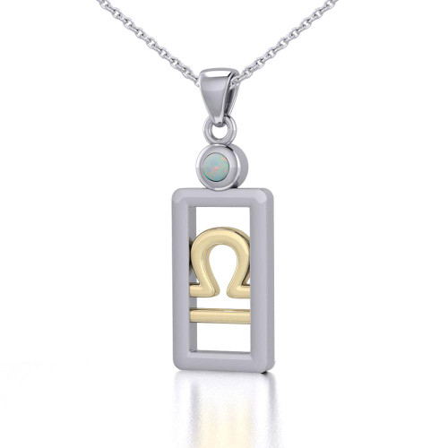 Libra Pendant with Opal & Chain Set (Sterling Silver)