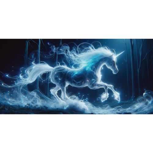 Starlit Blue Unicorn Trifold Greeting Card (Self-Sealing)