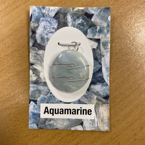Aquamarine Wire Wrap Silver Pendant