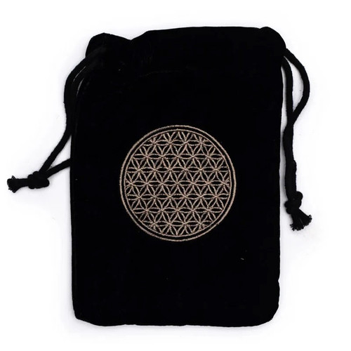 Black Flower of Life Velvet Bag