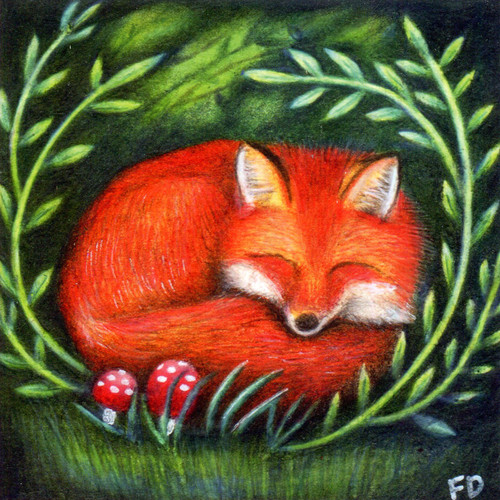 Sleeping Fox Greeting Card (Blank)